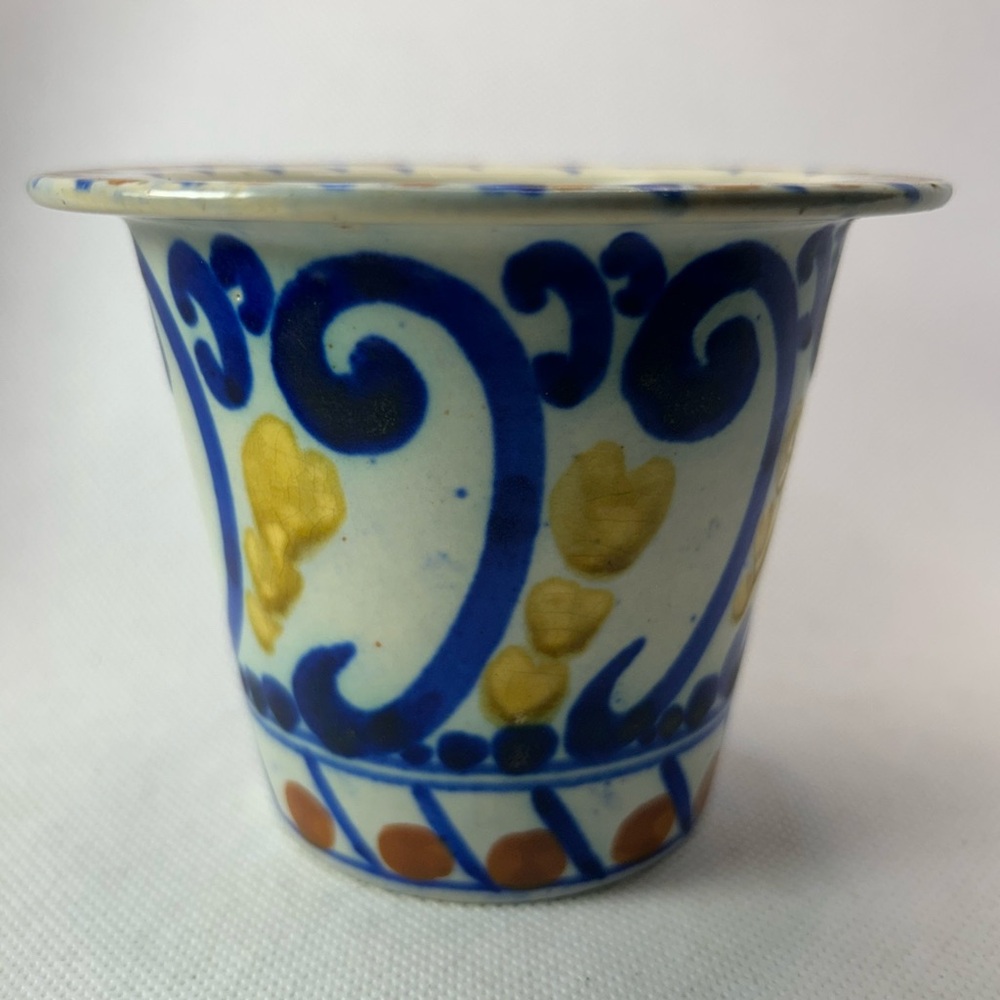 Vintage Vase Holland Rhodian Blue Yellow Pottery Ceramic Art Pot Gouda 3x4